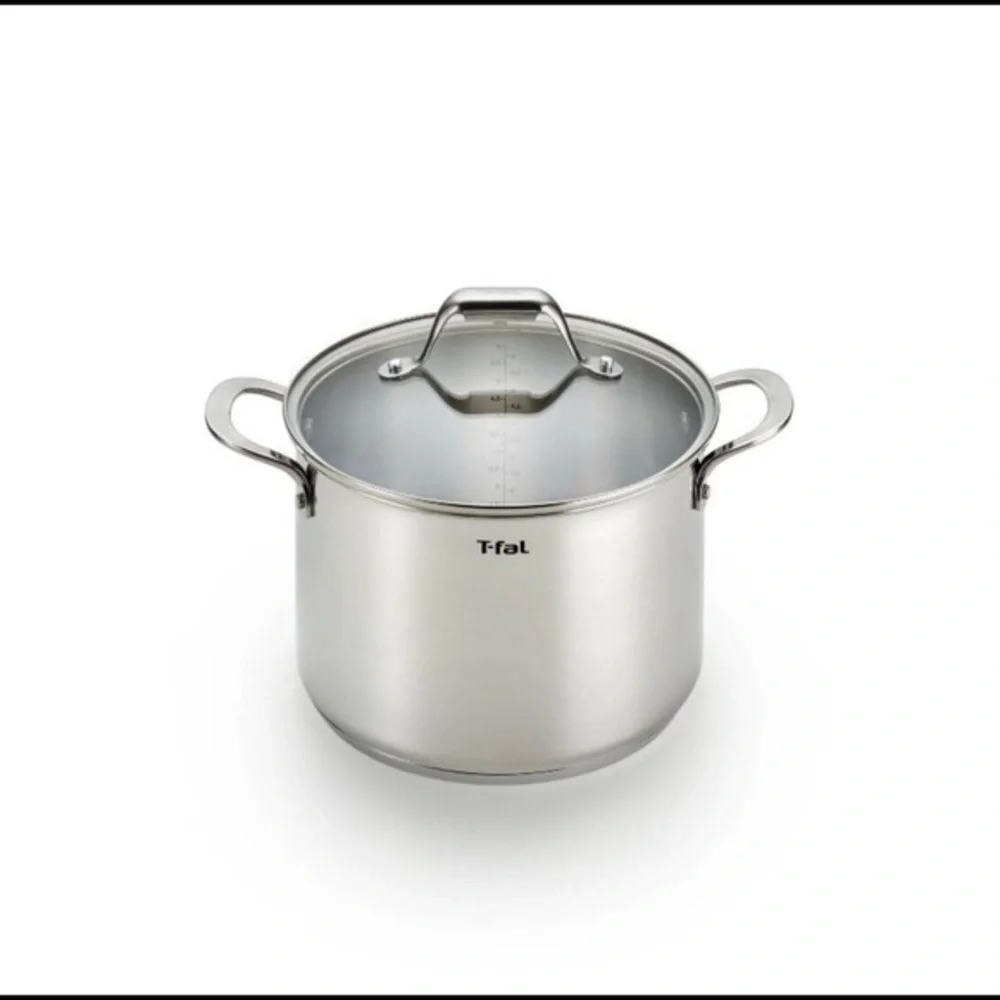 - T-FAL SIMPLY COOK STAINLESS STEEL 7 QT COVERED STOCK POT WITH PASTA INSERT